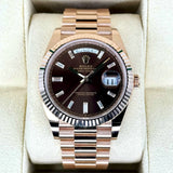 Day-Date 40mm 228235 Rose Gold Chocolate Diamond Baguette