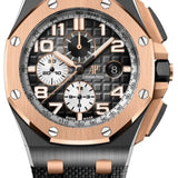 Audemars Piguet Royal Oak Offshore Selfwinding Chronograph/ Stainless Steel/ Black Dial/ White Sub-Dial/ Rose Gold Bezel (Ref#26405NR.OO.A002CA.01)